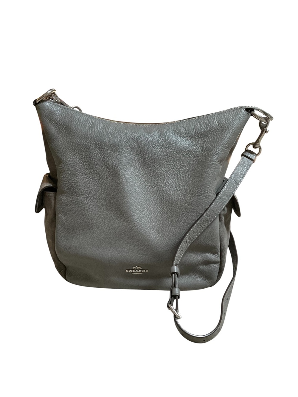 Coach Pebbled Leather Hobo Shoulder Bag in Gray